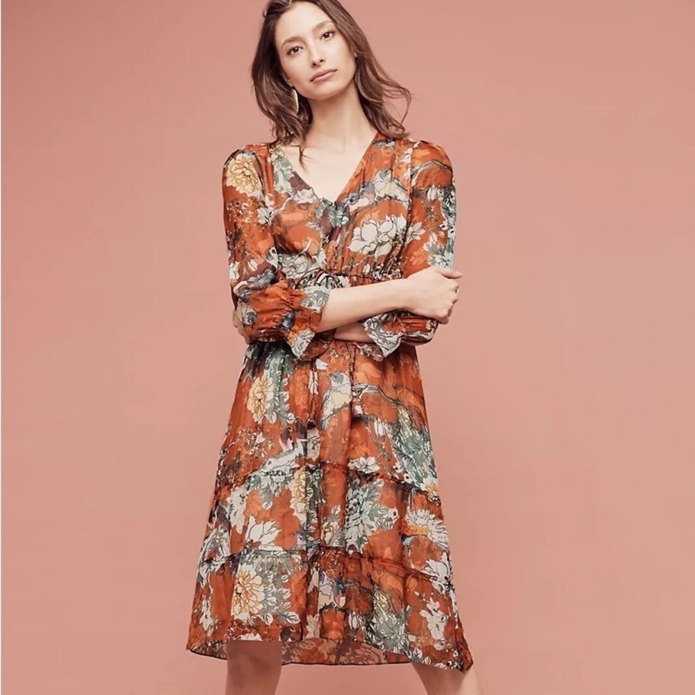 HEMANT & NANDITA Zeri Floral Peasant Dress